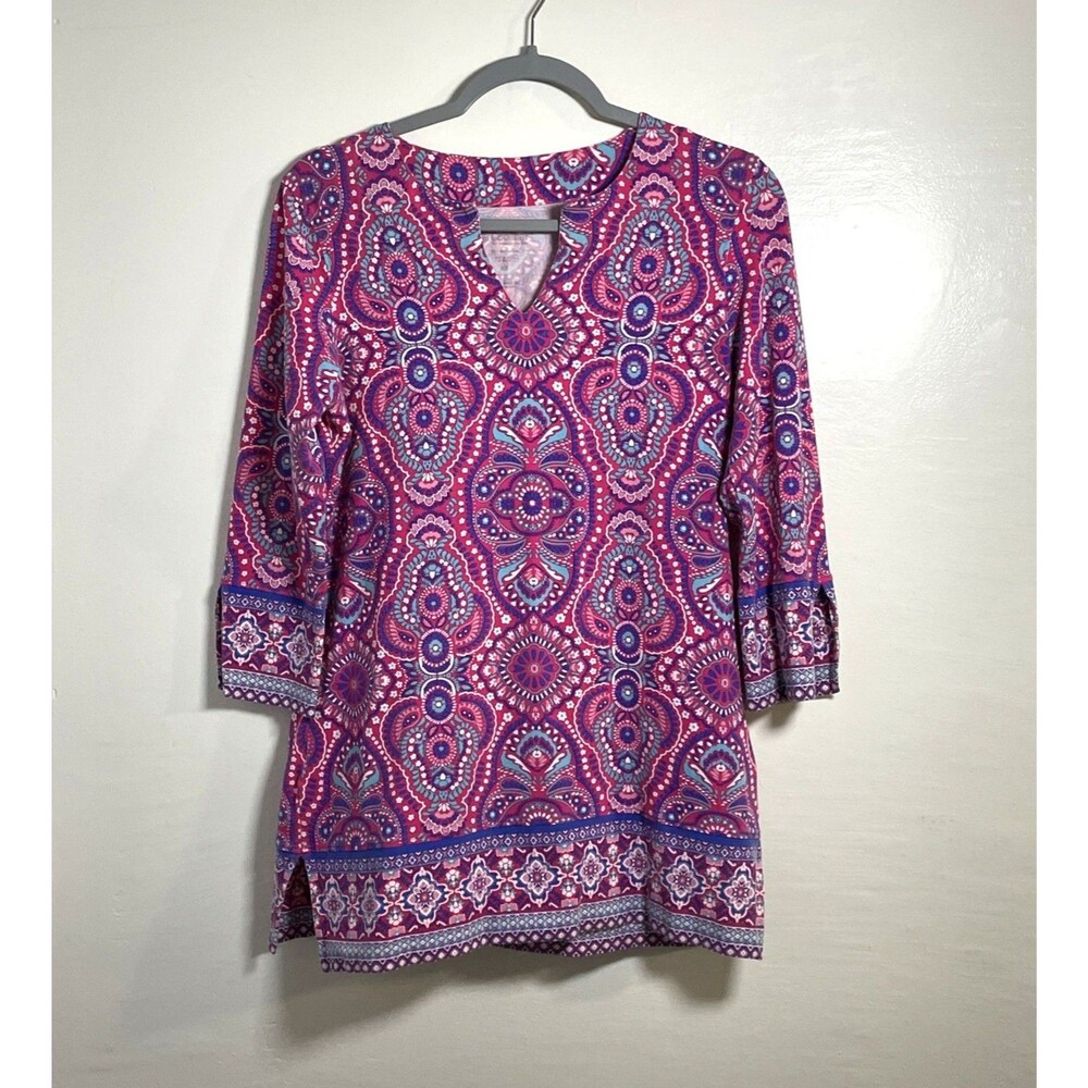 Coolibar Womens St. Lucia Tunic Top XS Printed Sun Protection UPF 50+ Multicolor